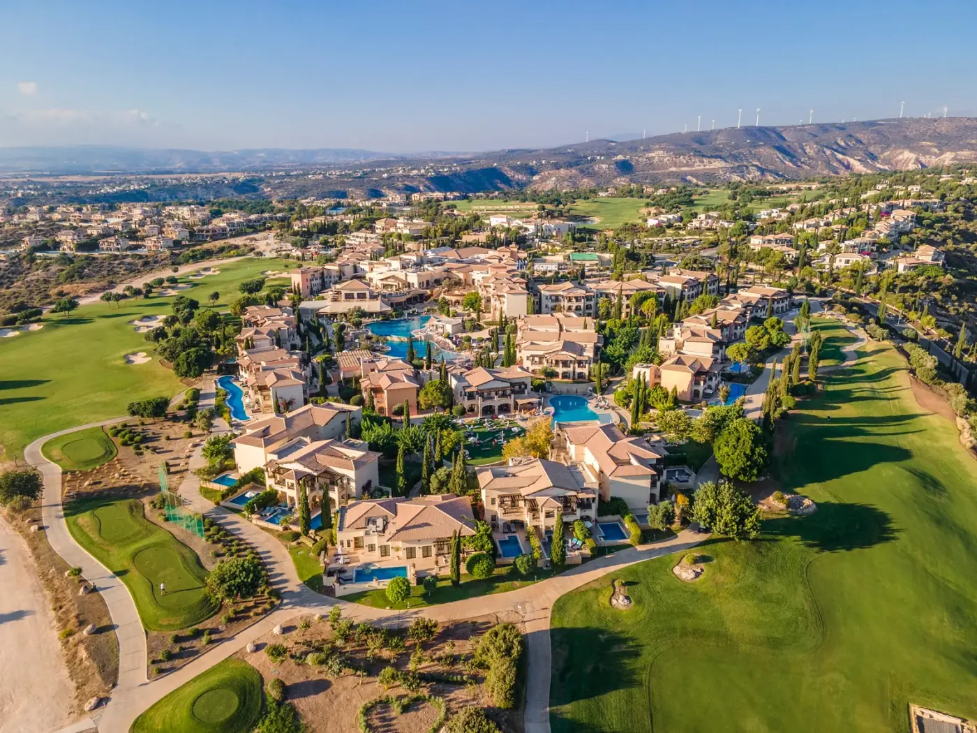 Golfmiljö på Aphrodite Hills Golf & Spa Resort på Cypern